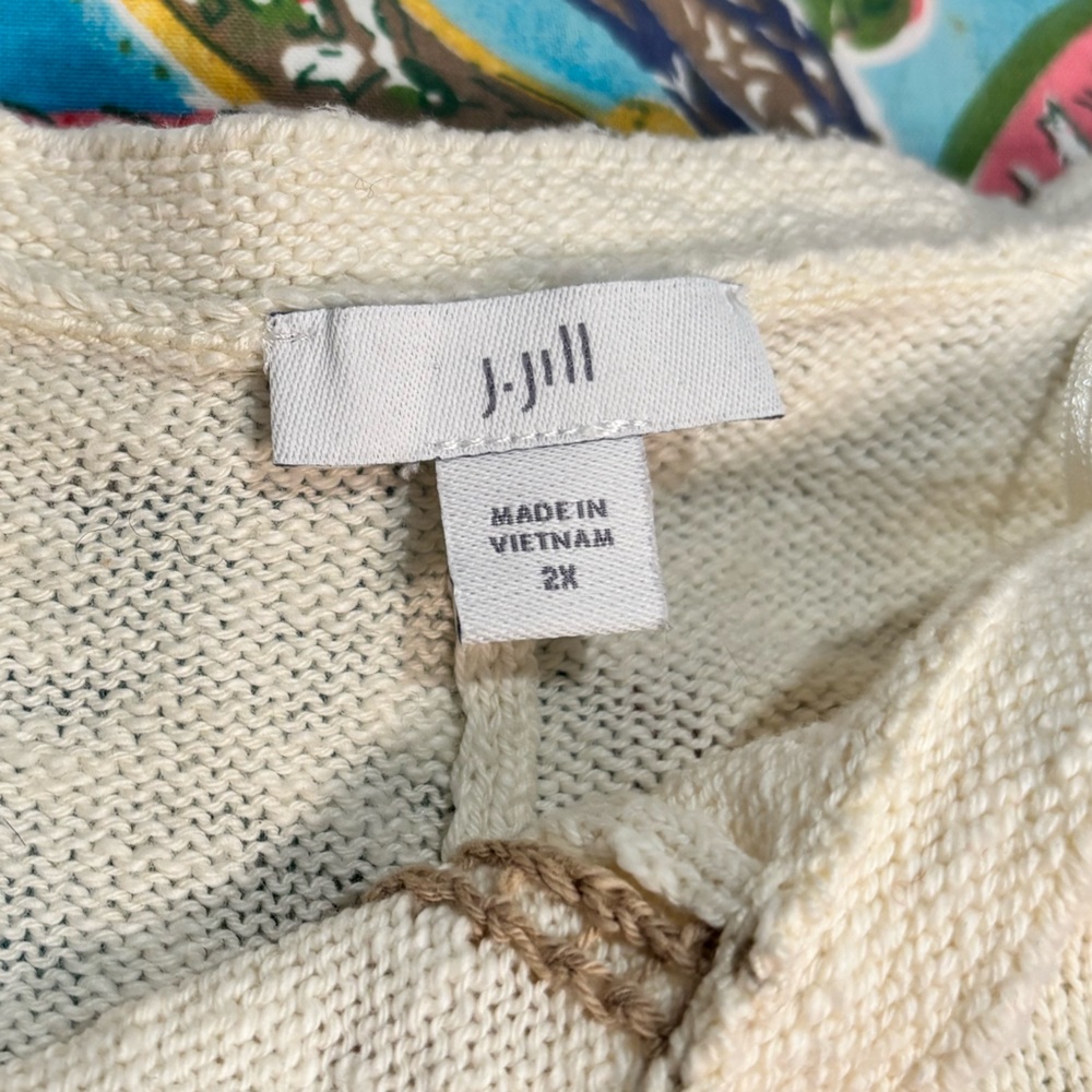 JJILL cotton PLUS SIZE dolman sleeve CROCHET long sleeve TOP cotton size 2x - Picture 4 of 8